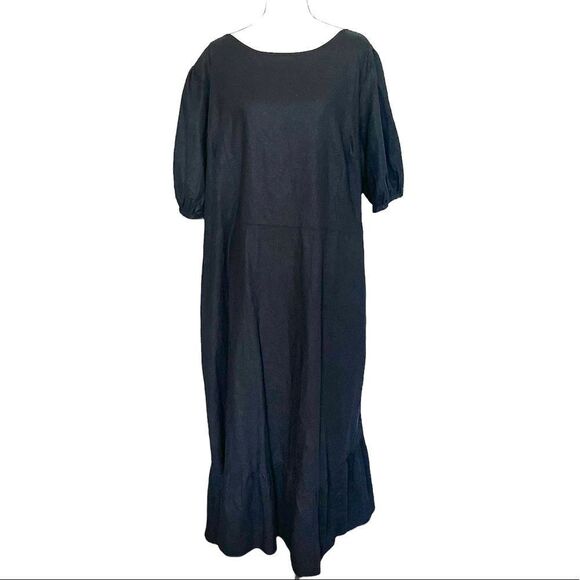 Who What Wear Black  Dress Linen blend tie back - Picture 1 of 3